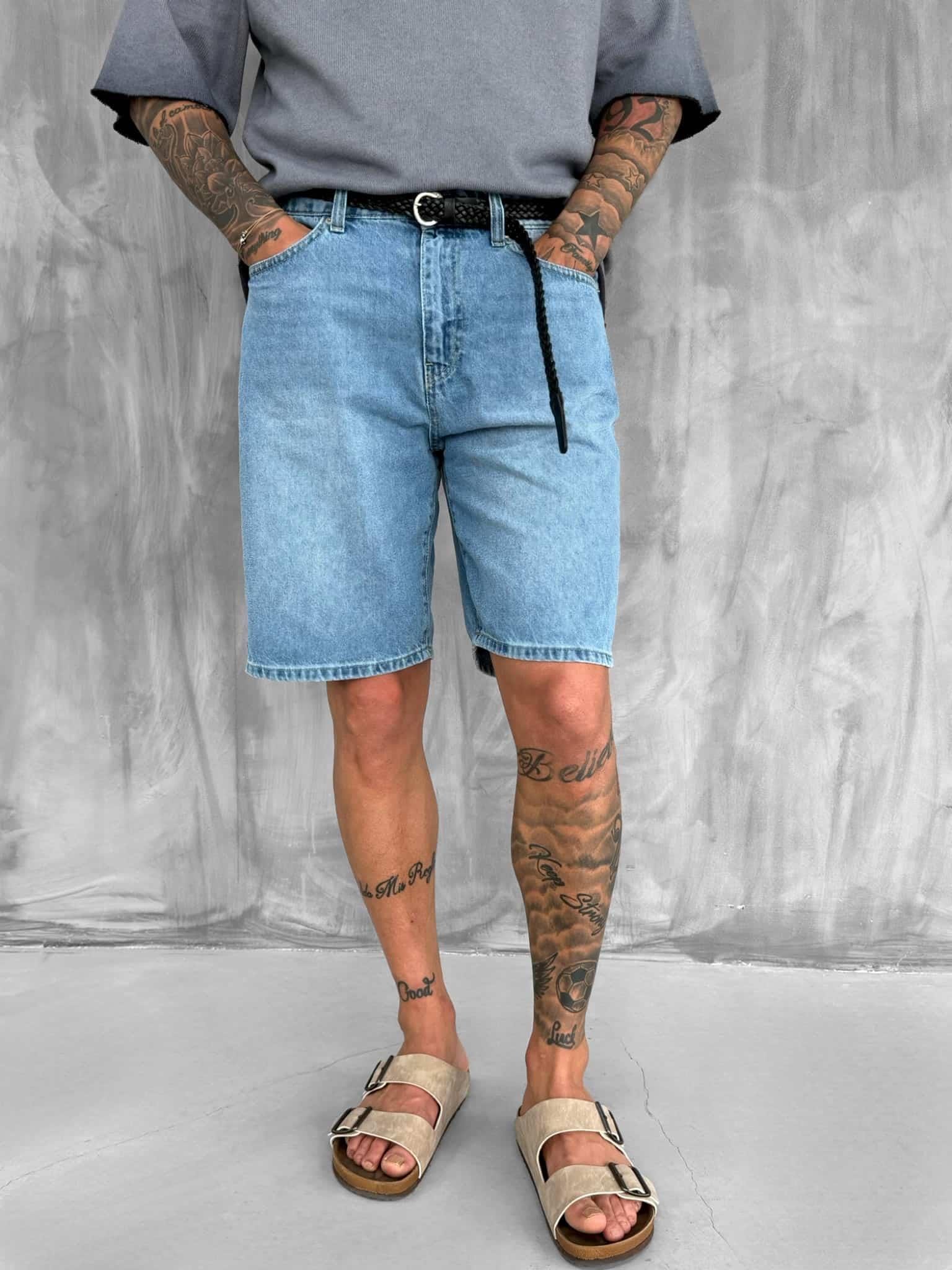 Erkek Regular Fit Kot Şort Mavi