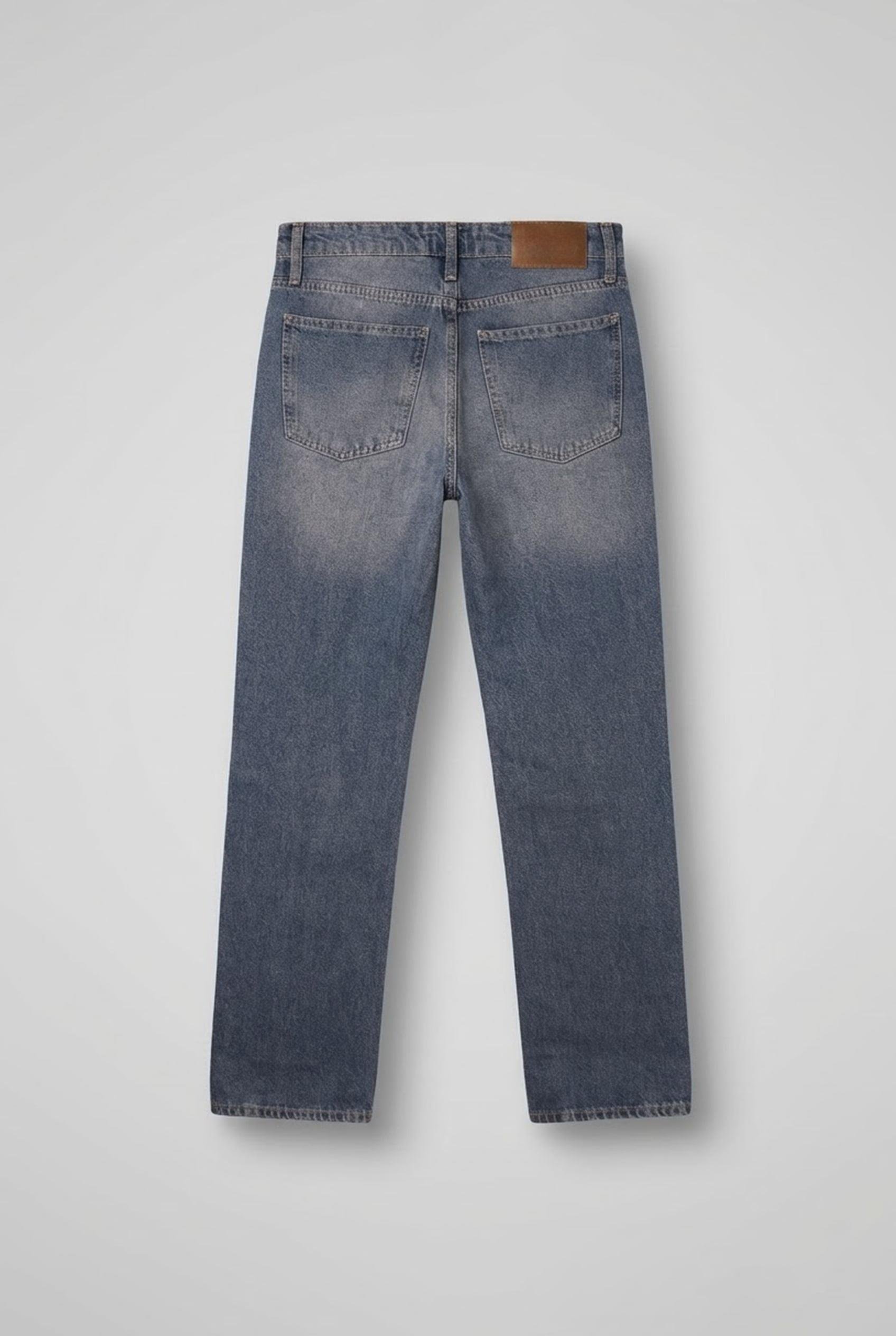 Erkek Regular Fit Yıkamalı Jean Pantolon Mavi