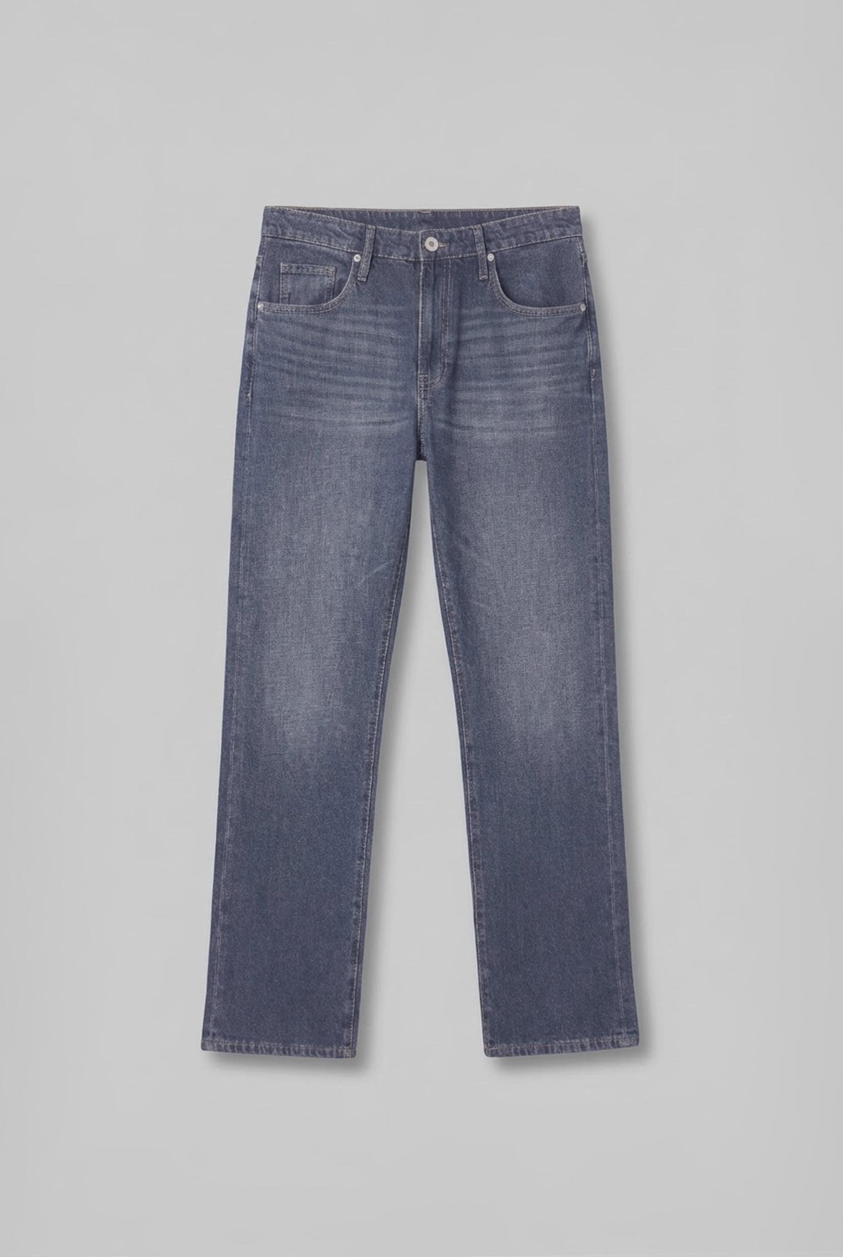 Erkek Regular Fit Yıkamalı Jean Pantolon Mavi