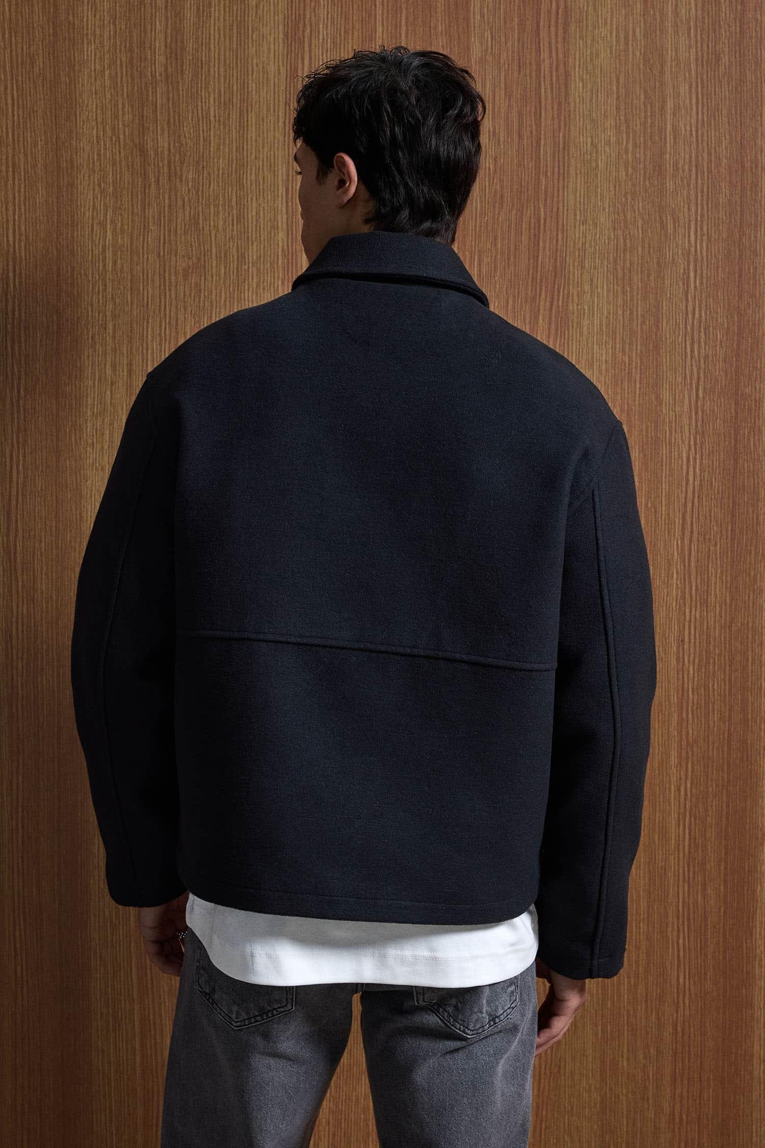 Erkek Relax Fit Premium Kaşe Ceket Kaban Siyah