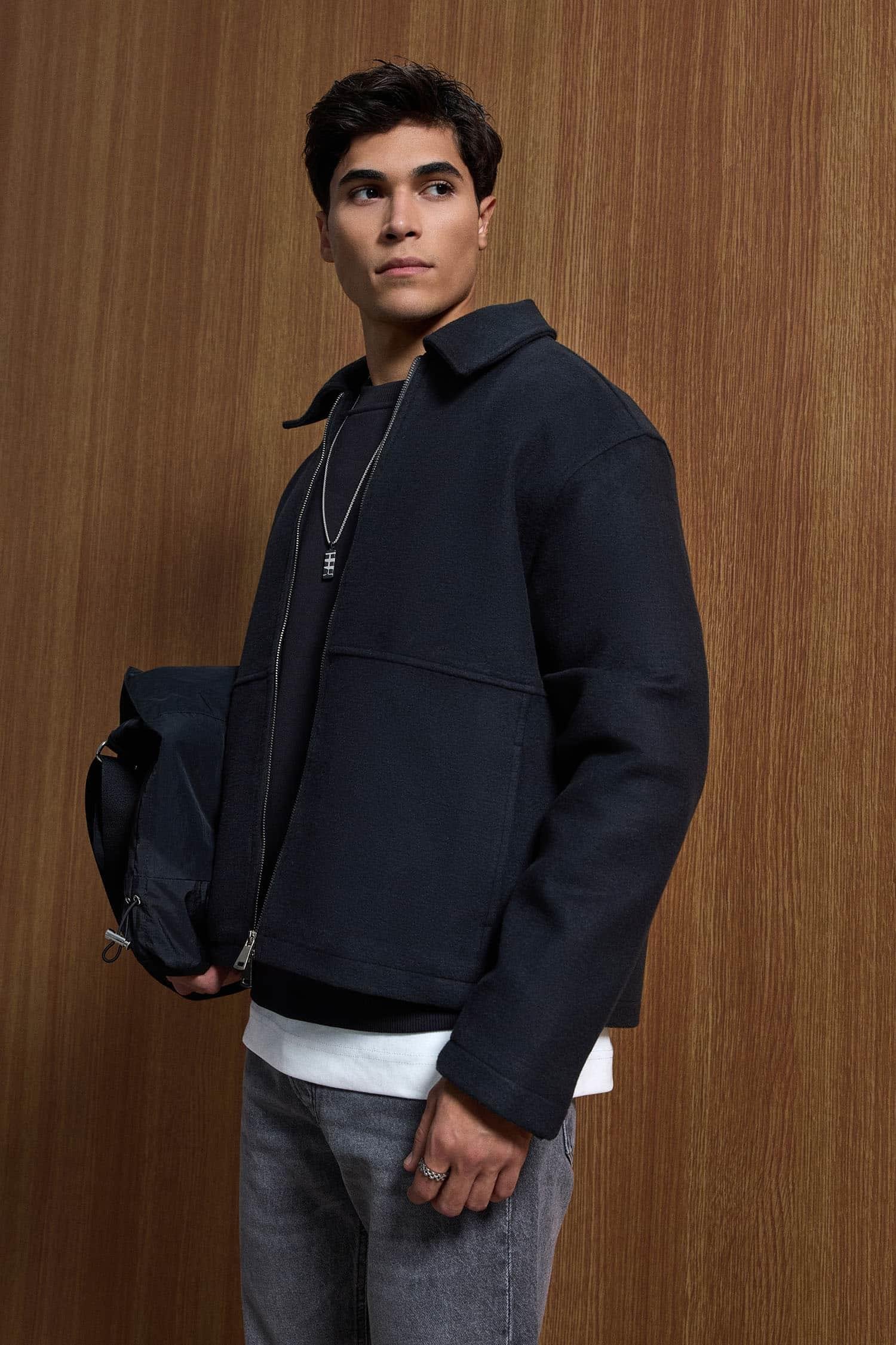 Erkek Relax Fit Premium Kaşe Ceket Kaban Siyah