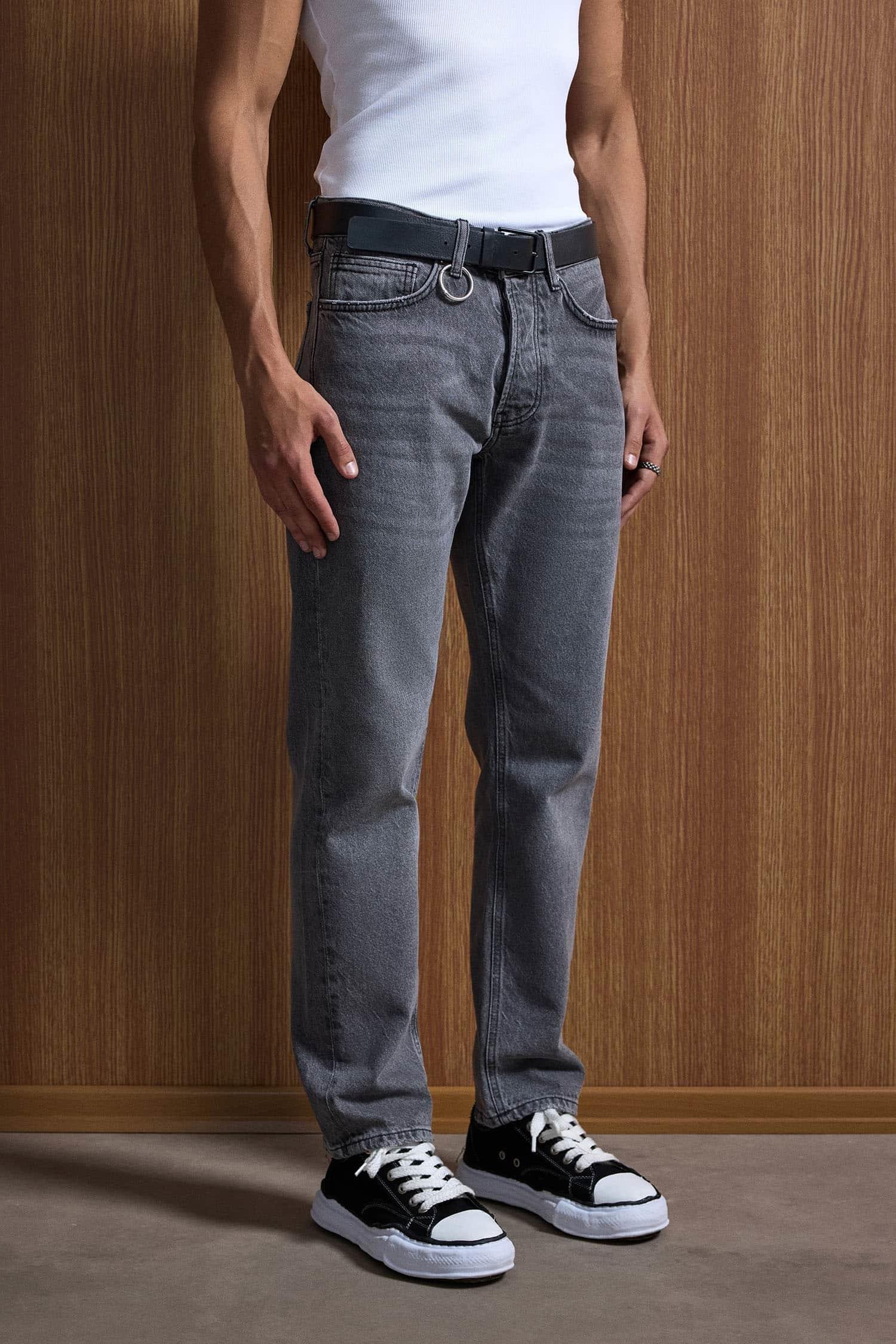 Erkek Relaxed Straight Fit Basic Jean Gri