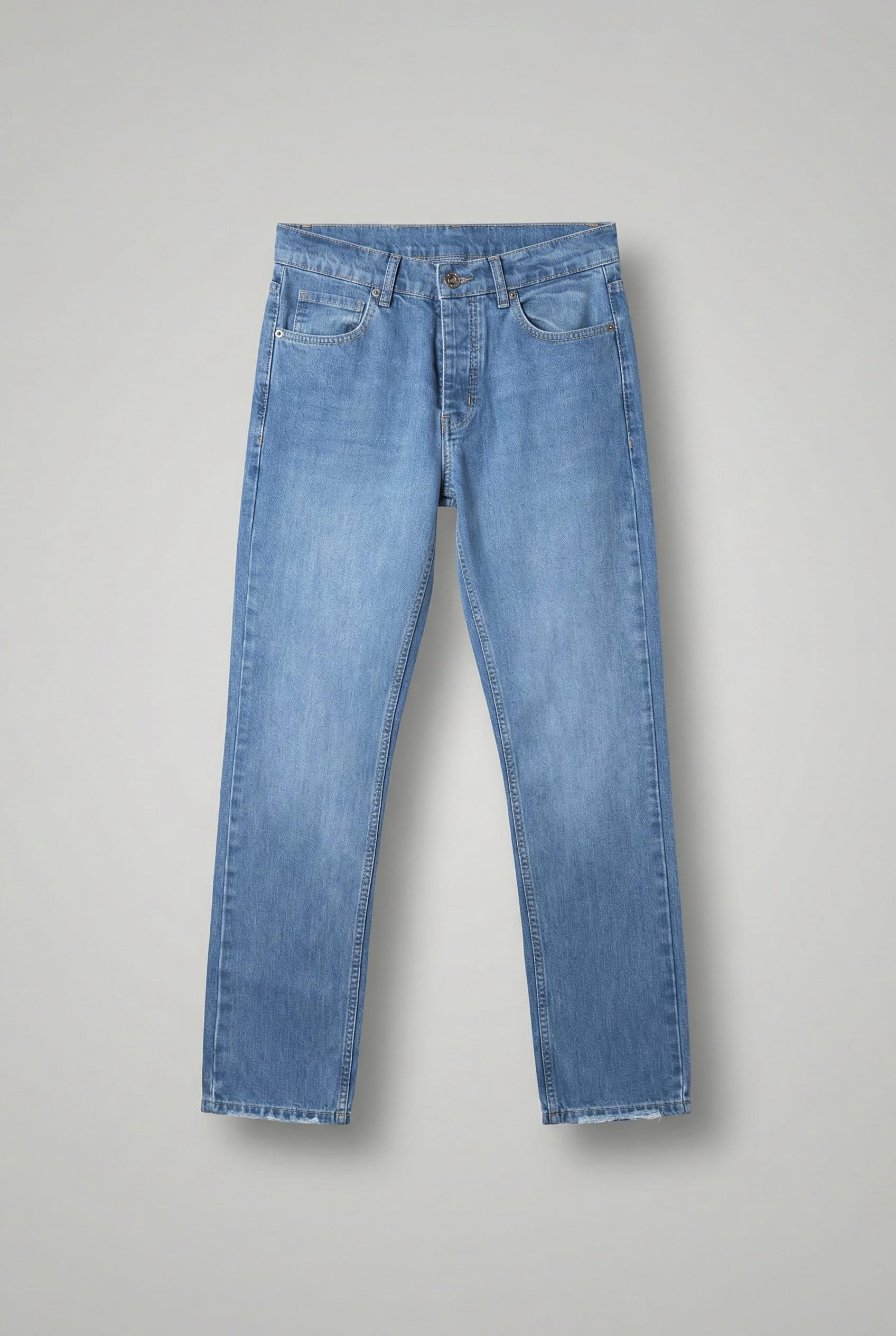 Erkek Slim Fit %100 Pamuk Essential Basic Jean Mavi