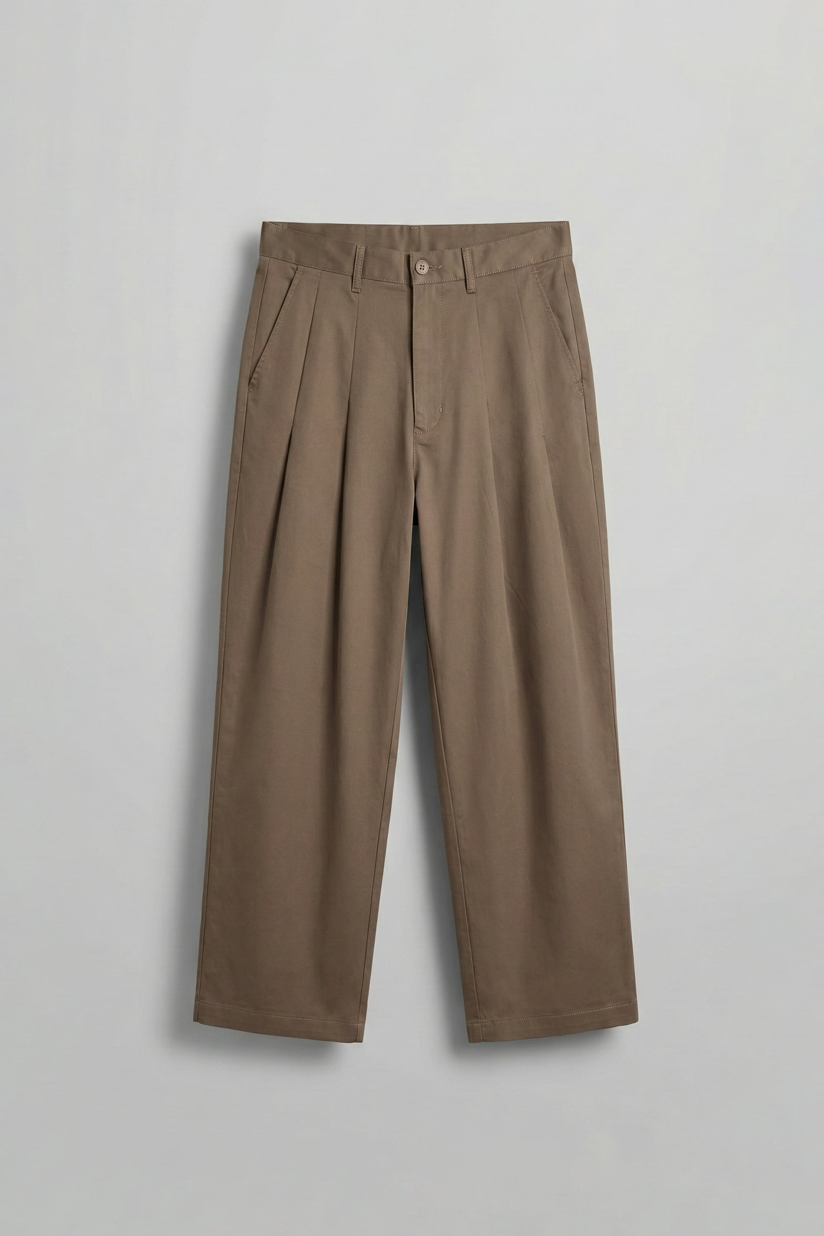 Erkek Süper Baggy Pileli Vintage Pantolon Kahverengi