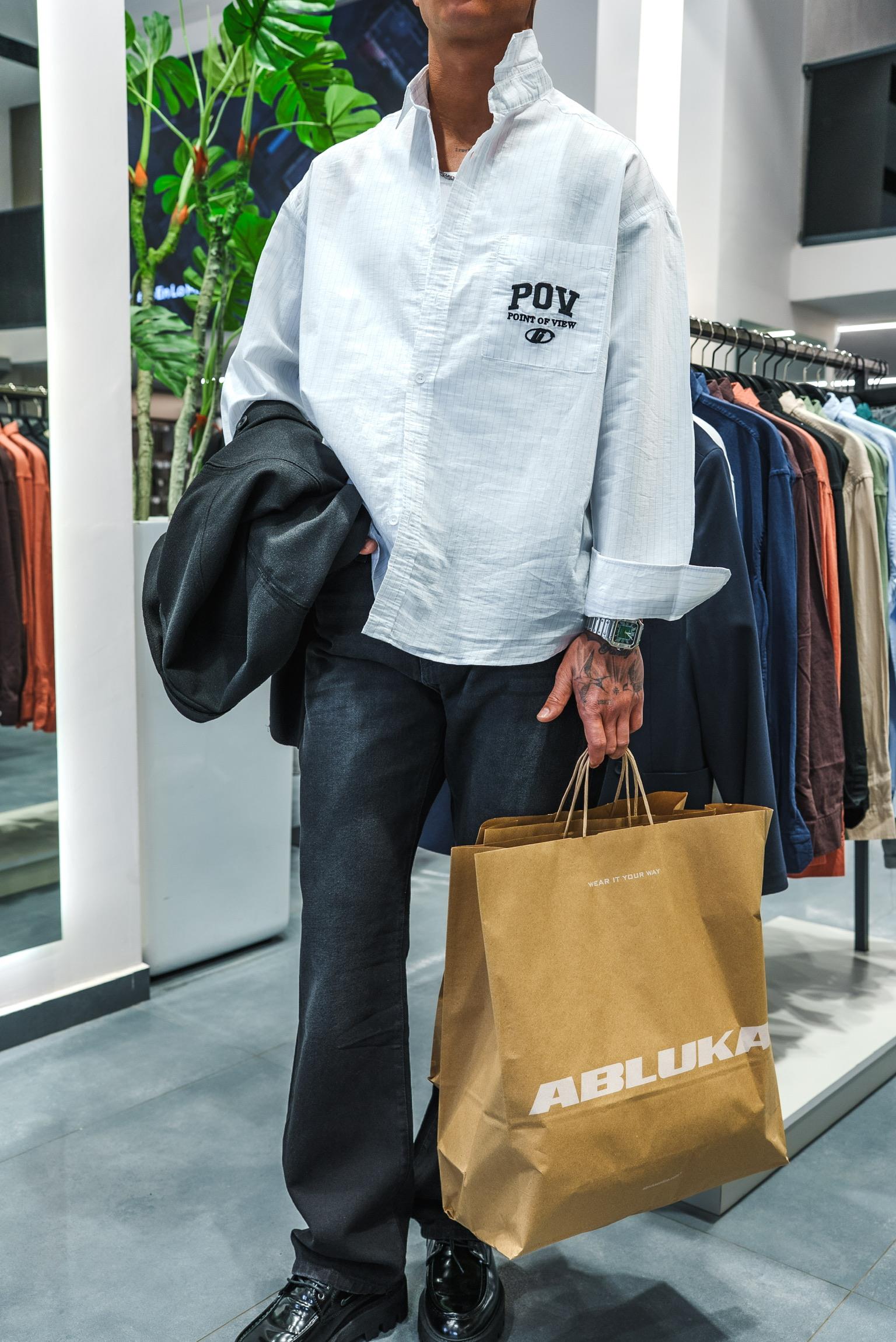 Erkek Uzun Kollu Nakış İşlemeli Oversize Gömlek Beyaz