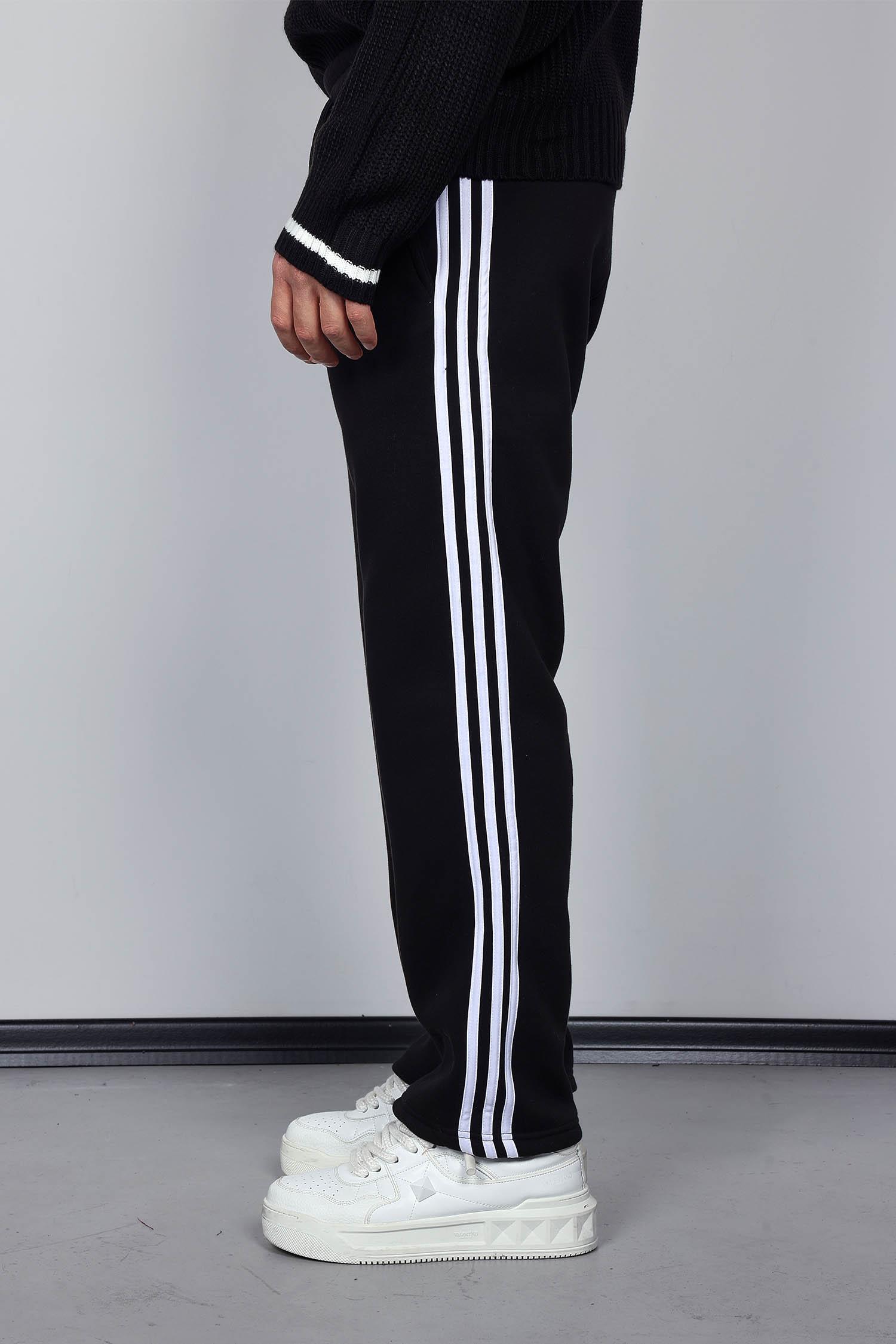 Erkek Yan Şeritli Baggy Fit Eşofman Siyah