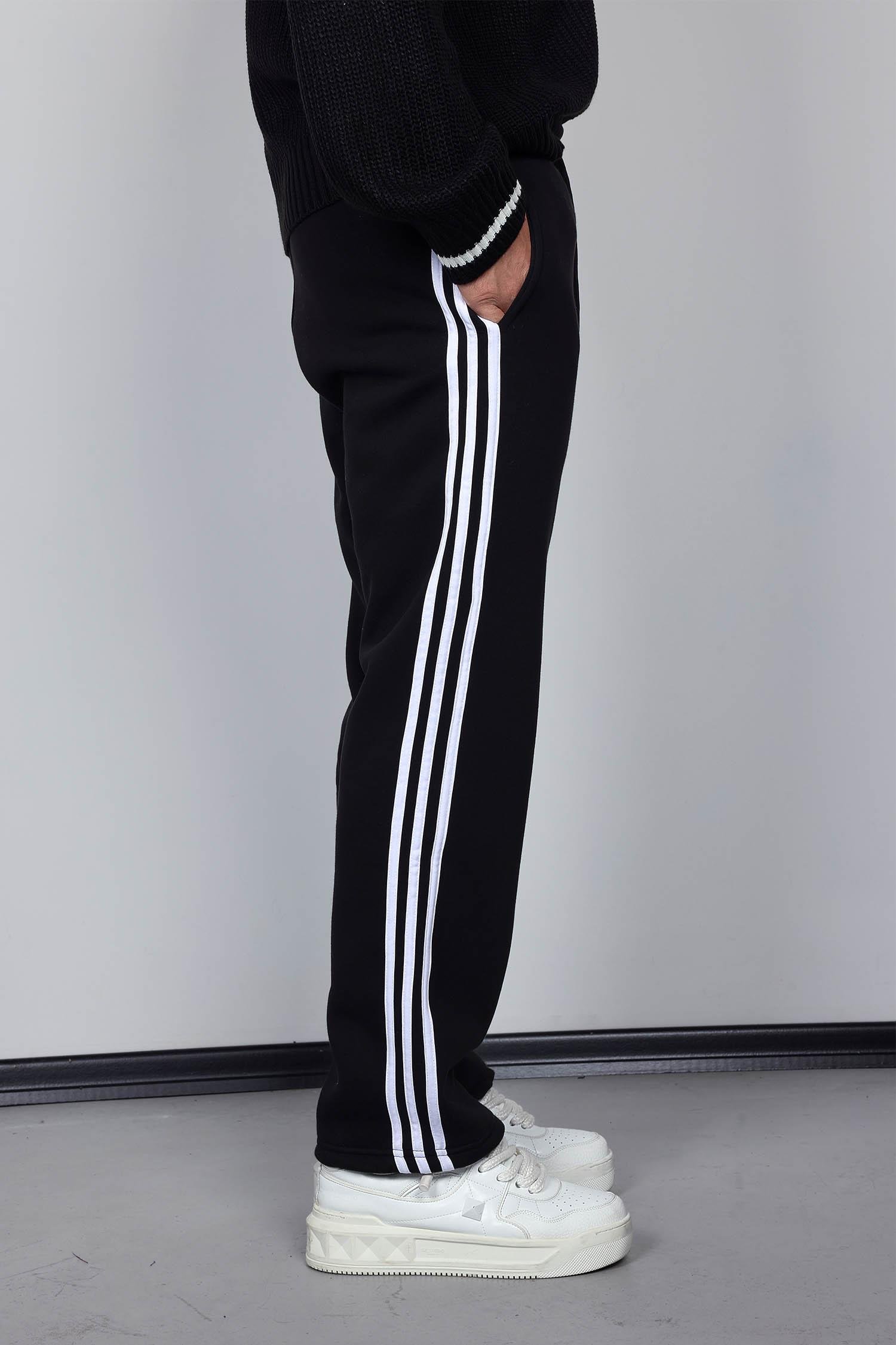 Erkek Yan Şeritli Baggy Fit Eşofman Siyah