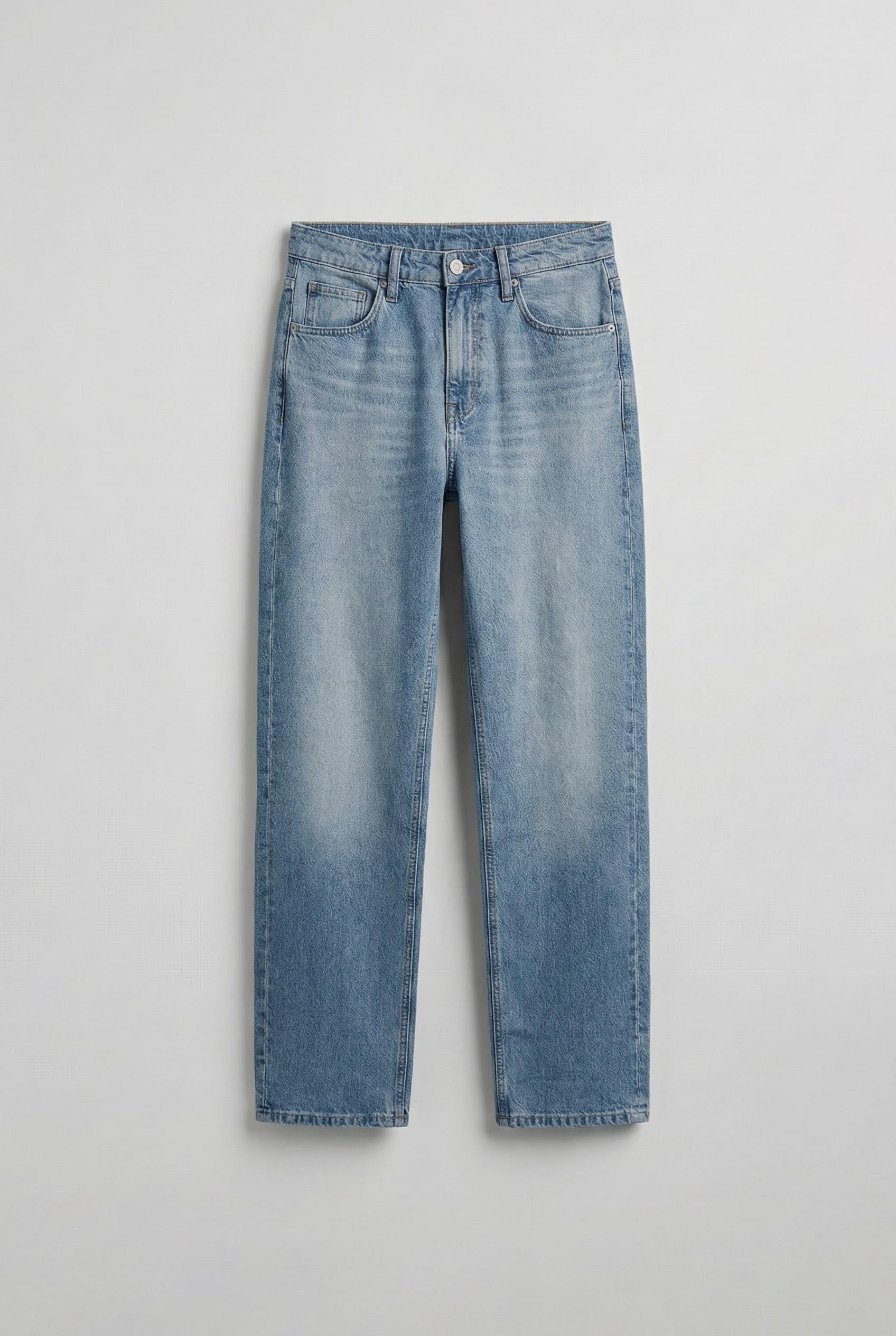 Erkek Yıkamalı Baggy Fit Jean Açık Mavi