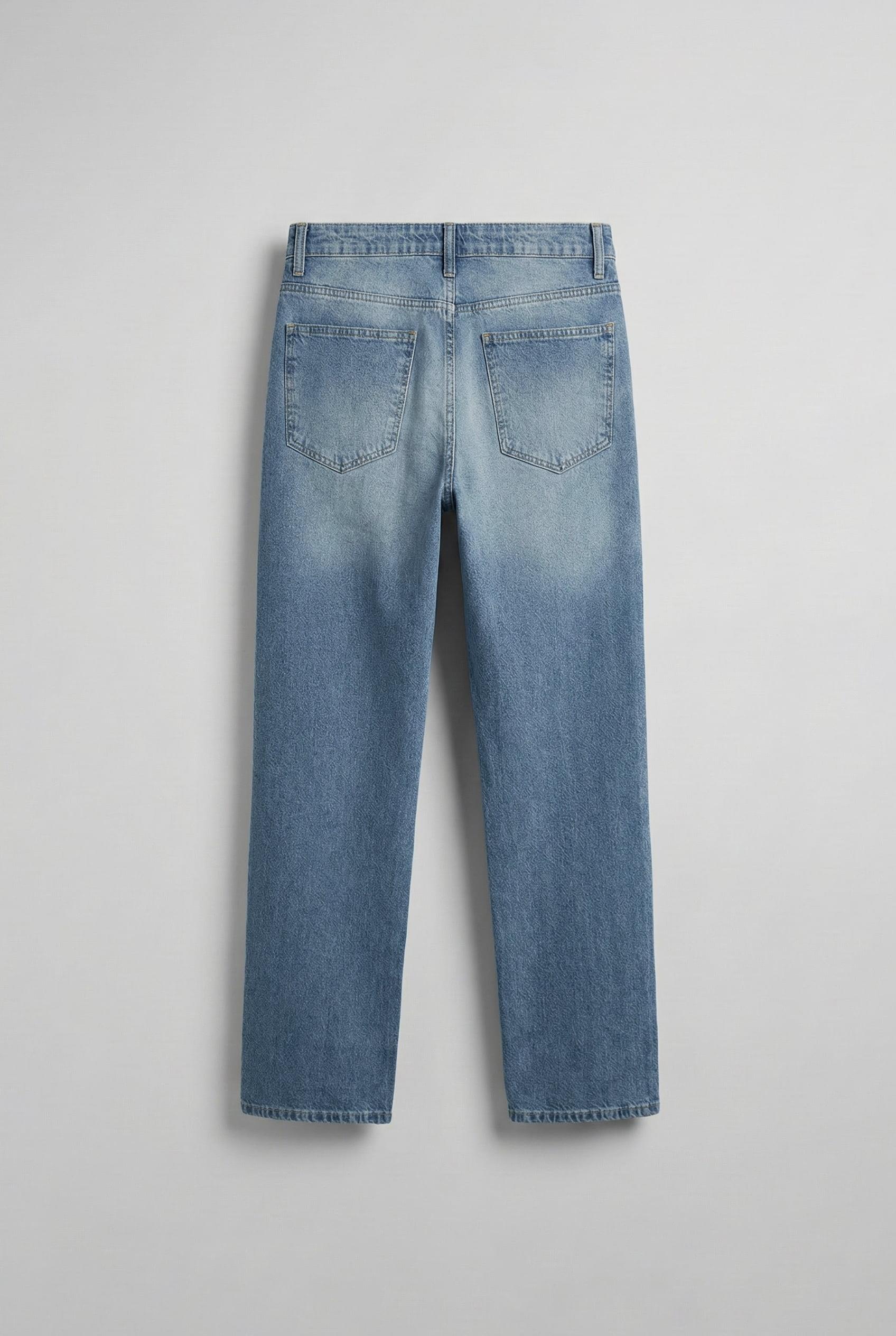 Erkek Yıkamalı Baggy Fit Jean Açık Mavi