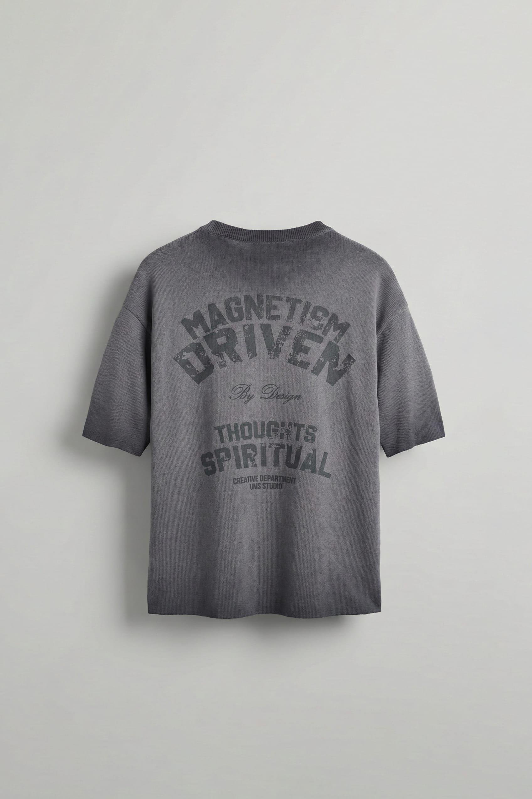 Erkek Yıkamalı Örme Premium Oversize T-Shirt Gri