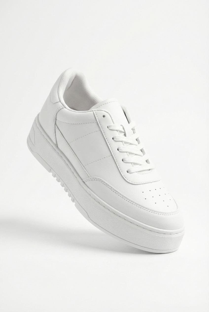 Erkek Yüksek Tabanlı Bağcıklı Spor Ayakkabı Beyaz