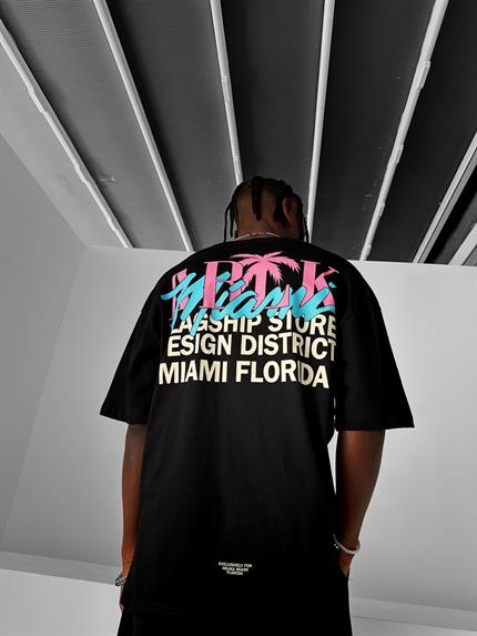Erkek Baskılı Oversize T-Shirt Siyah