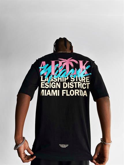 Erkek Baskılı Oversize T-Shirt Siyah
