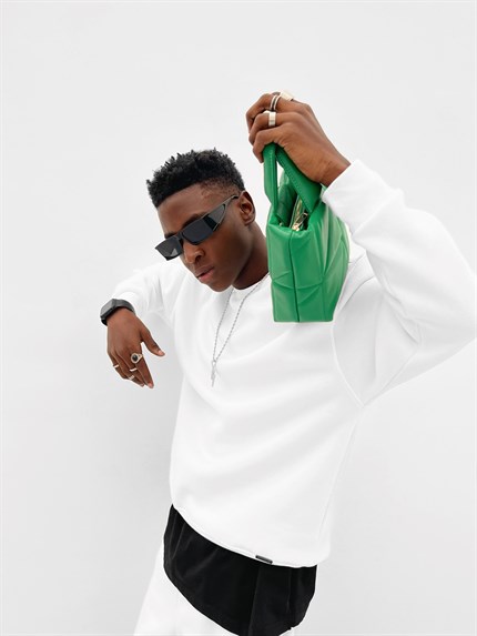 Erkek Old School Basic Oversize Sweatshirt Ekru