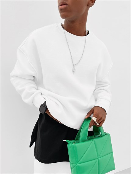 Erkek Old School Basic Oversize Sweatshirt Ekru