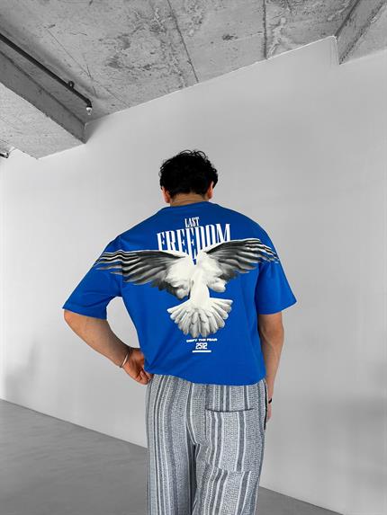 Erkek Baggy Fit Çizgili Örme Pantolon Mavi