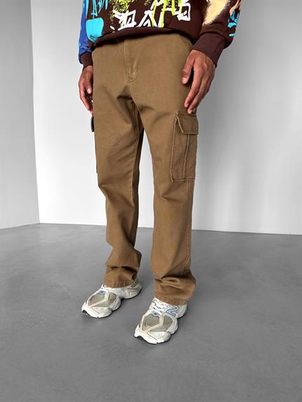 Erkek Baggy Fit Kargo Pantolon Kahverengi