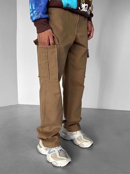 Erkek Baggy Fit Kargo Pantolon Kahverengi