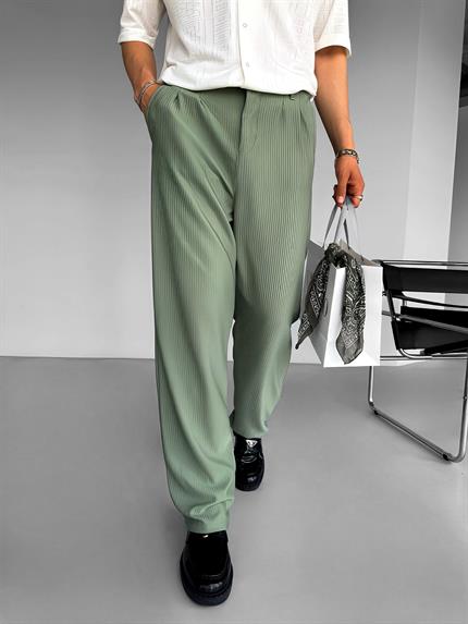 Erkek Baggy Fitilli Pantolon Açık Yeşil