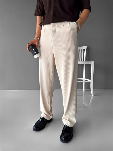 Erkek Baggy Fitilli Pantolon Bej