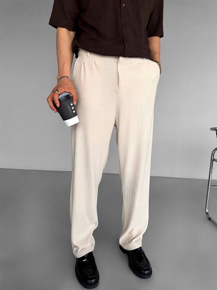 Erkek Baggy Fitilli Pantolon Bej