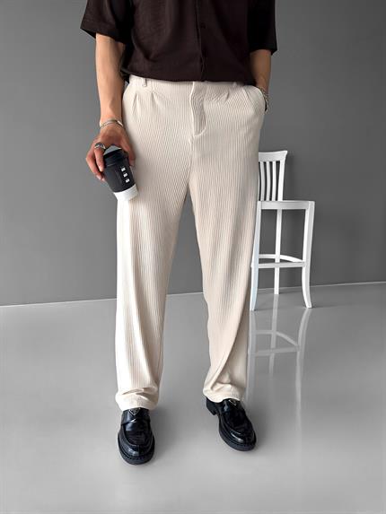 Erkek Baggy Fitilli Pantolon Bej