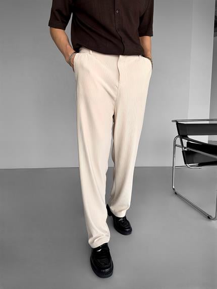 Erkek Baggy Fitilli Pantolon Bej