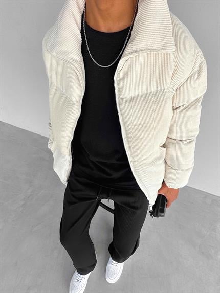 Erkek Dolgulu Fitilli Kadife Mont Bej