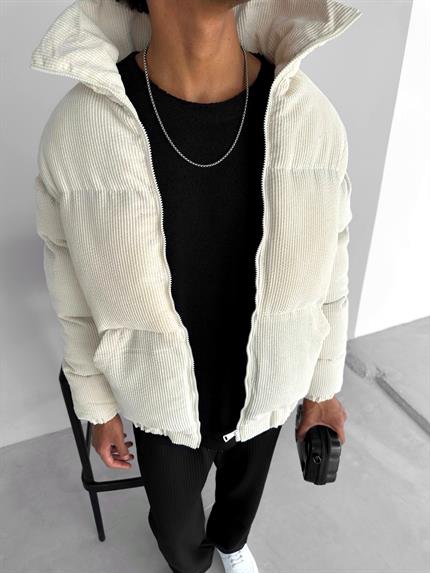 Erkek Dolgulu Fitilli Kadife Mont Bej