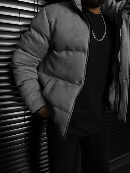 Erkek Dolgulu Nubuk Mont Koyu Gri