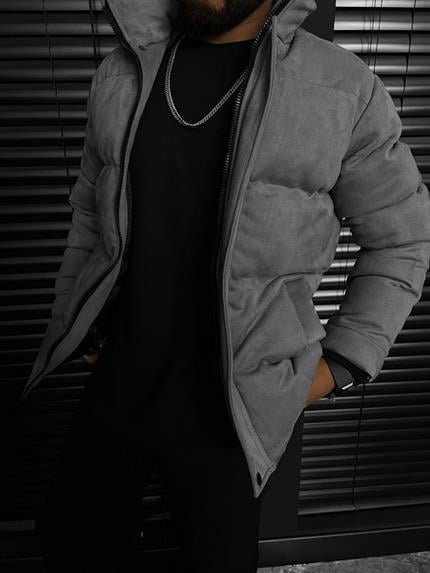 Erkek Dolgulu Nubuk Mont Koyu Gri