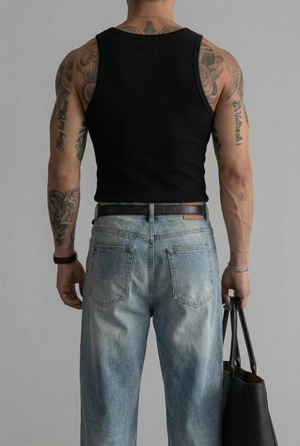 Erkek %100 Pamuklu Basic Fitilli Sporcu Atlet 3lu Set Siyah