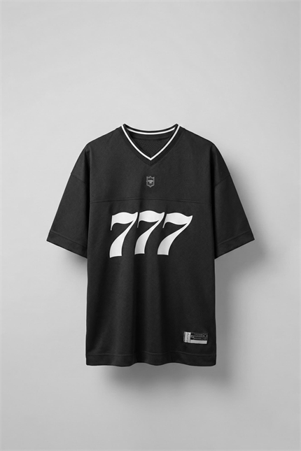 Erkek 777 Baskılı Oversize Forma Kumaş T-Shirt Füme