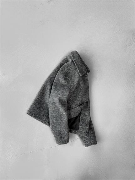 Erkek Alpaka Yün Mont Siyah