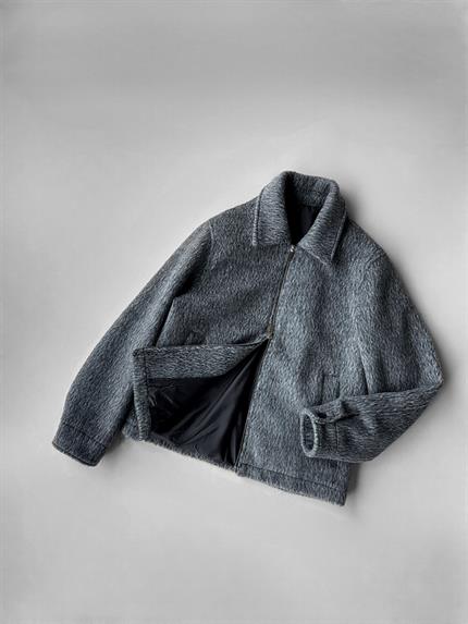 Erkek Alpaka Yün Mont Siyah