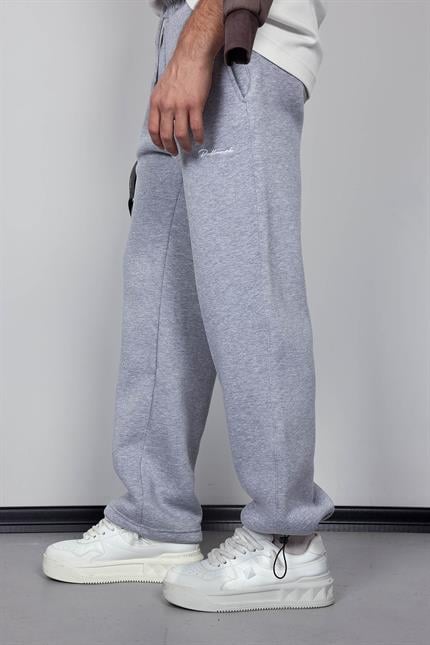 Erkek Ayarlanabilir Paça Lastikli Basic Baggy Fit Eşofman Gri