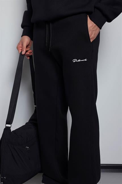 Erkek Ayarlanabilir Paça Lastikli Basic Baggy Fit Eşofman Siyah