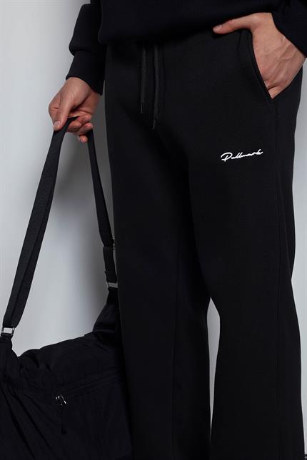 Erkek Ayarlanabilir Paça Lastikli Basic Baggy Fit Eşofman Siyah