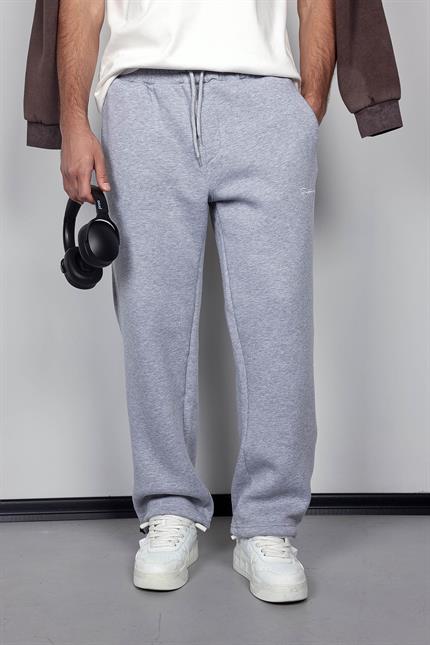 Erkek Ayarlanabilir Paça Lastikli Basic Baggy Fit Eşofman Gri