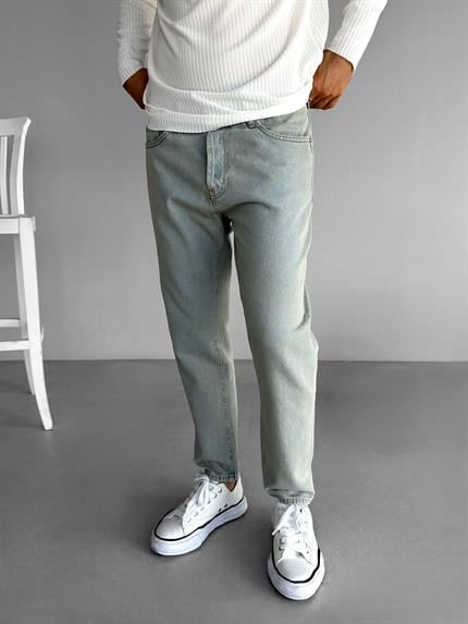 Erkek Boyfriend Fit %100 Pamuk Jean Pantolon Buz Mavi