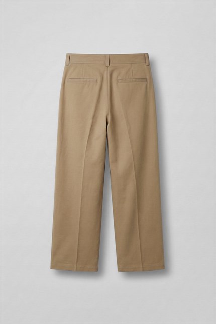 Erkek Baggy Fit Asimetrik Pileli Tencel Pantolon Bej