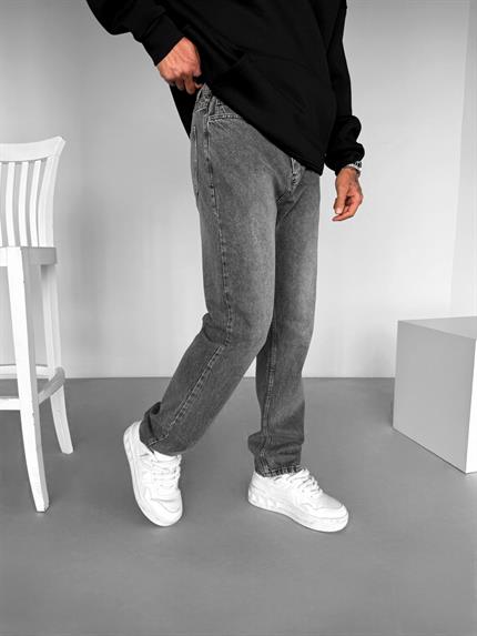 Erkek Baggy Fit Basic Jean Gri
