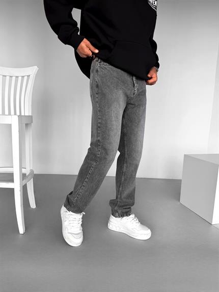 Erkek Baggy Fit Basic Jean Gri
