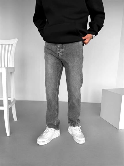 Erkek Baggy Fit Basic Jean Gri