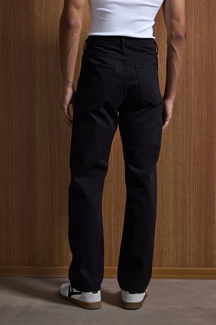 Erkek Baggy Fit Basic Jean Pantolon Siyah