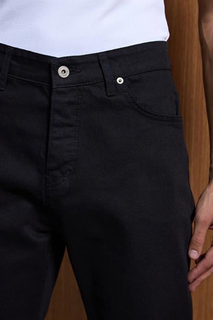 Erkek Baggy Fit Basic Jean Pantolon Siyah