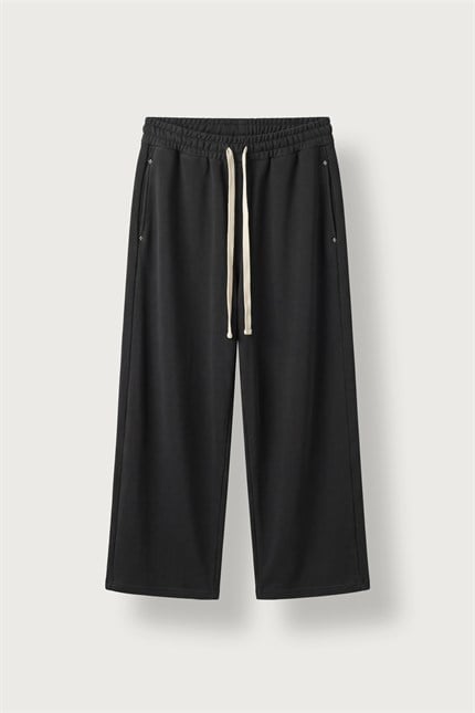 Erkek Baggy Fit Basic Pamuklu Eşofman Altı Siyah