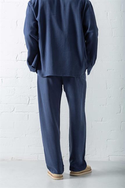 Erkek Baggy Fit Beli Lastikli Pantolon Lacivert