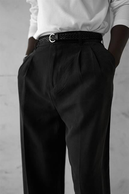 Erkek Baggy Fit Beli Lastikli Pantolon Siyah