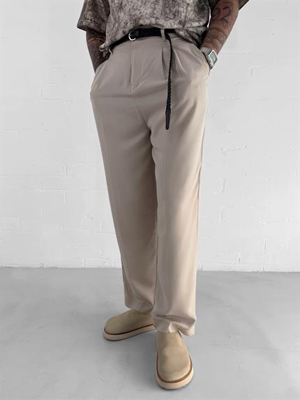 Erkek Baggy Fit Beli Lastikli Pantolon Bej